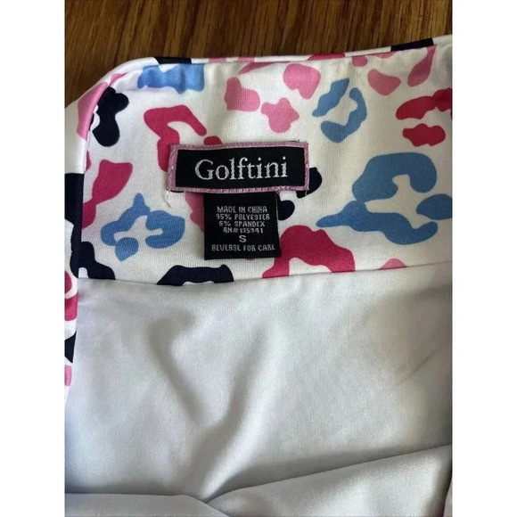 GOLFTINI Big Bang Women's Pull On Tech Golf Skort White Pink Blue Skirt Ruffle S - Picture 3 of 5